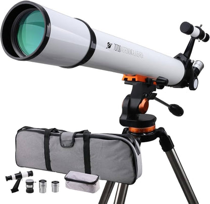 Beginner Refractor Telescope 70mm Aperture 700mm, Astronomy Telescope Adults Kids with Phone Adapter Tripod - GiftMira