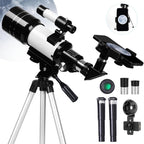 Beginner Refractor Telescope 70mm Aperture 700mm, Astronomy Telescope Adults Kids with Phone Adapter Tripod - GiftMira