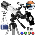 Beginner Refractor Telescope 70mm Aperture 700mm, Astronomy Telescope Adults Kids with Phone Adapter Tripod - GiftMira