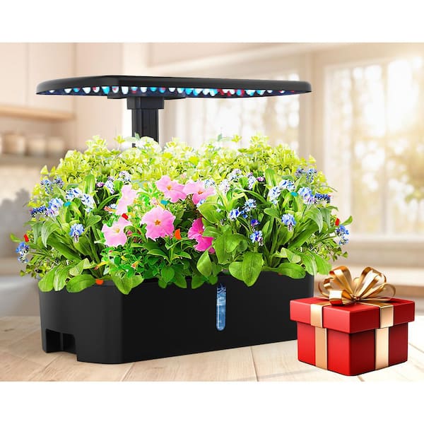 12-pod indoor hydroponic herb garden, black