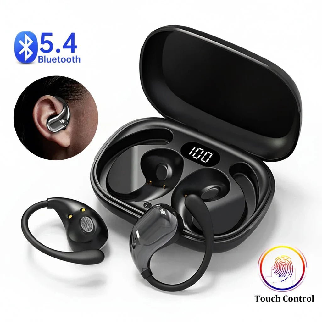 Bluetooth 5.4 Ear Hook TWS Wireless Earbuds HiFi Stereo Waterproof Headphones LED Display - GiftMira