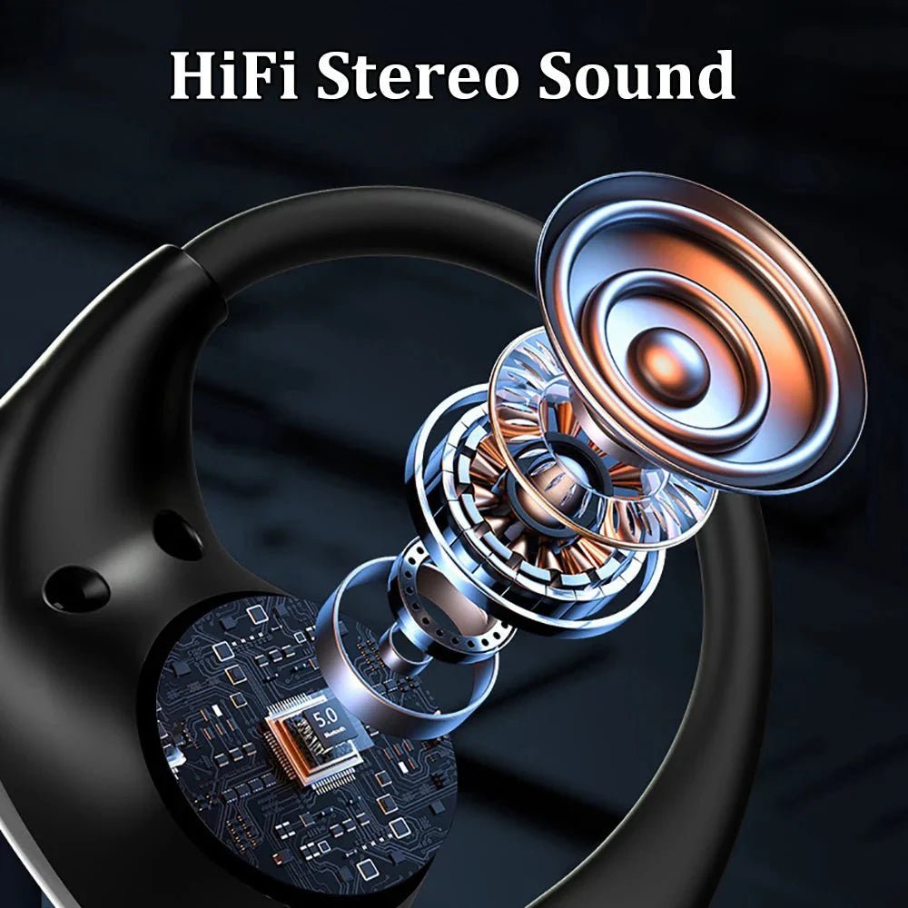 Bluetooth 5.4 Ear Hook TWS Wireless Earbuds HiFi Stereo Waterproof Headphones LED Display - GiftMira