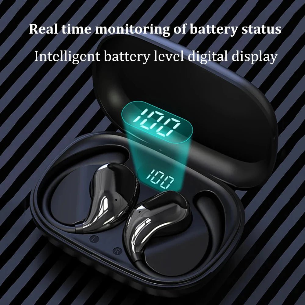 Bluetooth 5.4 Ear Hook TWS Wireless Earbuds HiFi Stereo Waterproof Headphones LED Display - GiftMira