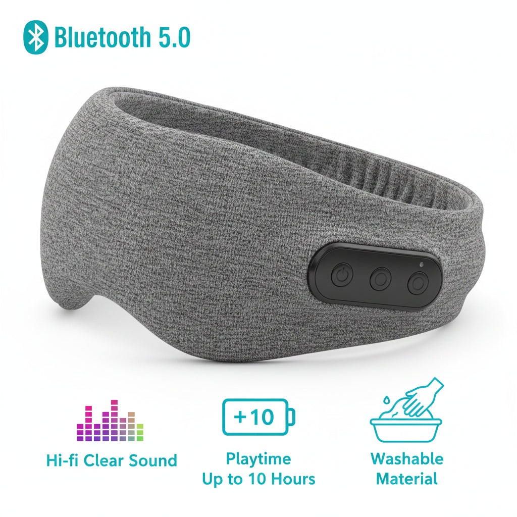 Bluetooth Sleep Headband Wireless Sports Earphones Eye Mask with Built - in Speakers, Travel & Workout Gift - GiftMira