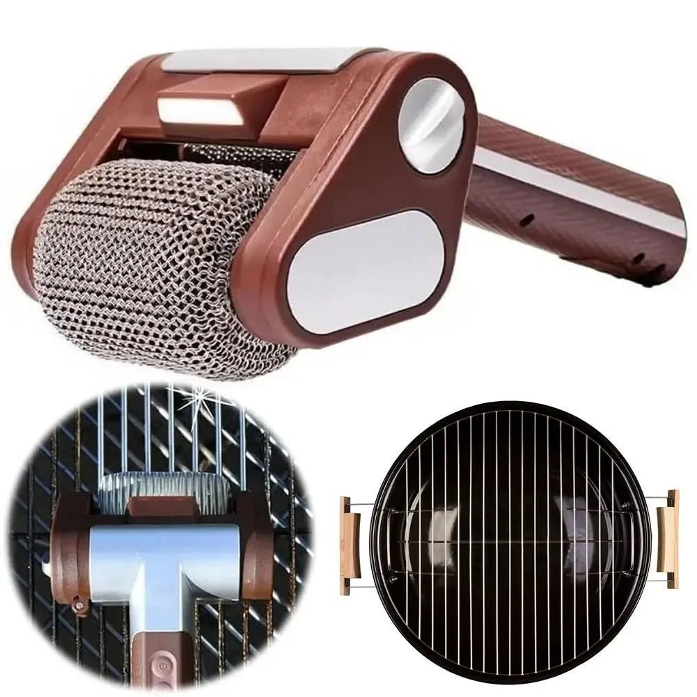 Bristle - Free Electric Roller Grill Cleaner Rechargeable Cordless Safe BBQ Scrub Stainless Steel - GiftMira