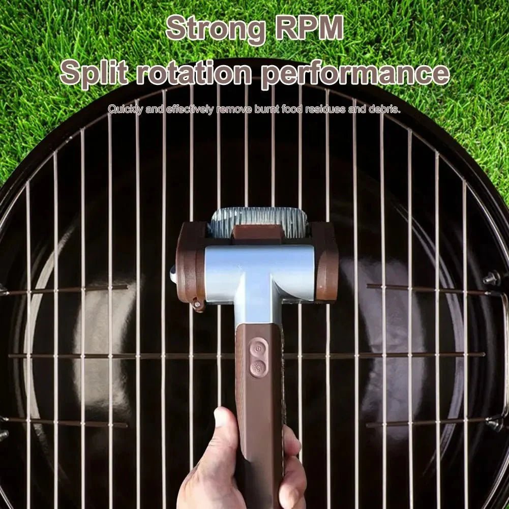 Bristle - Free Electric Roller Grill Cleaner Rechargeable Cordless Safe BBQ Scrub Stainless Steel - GiftMira