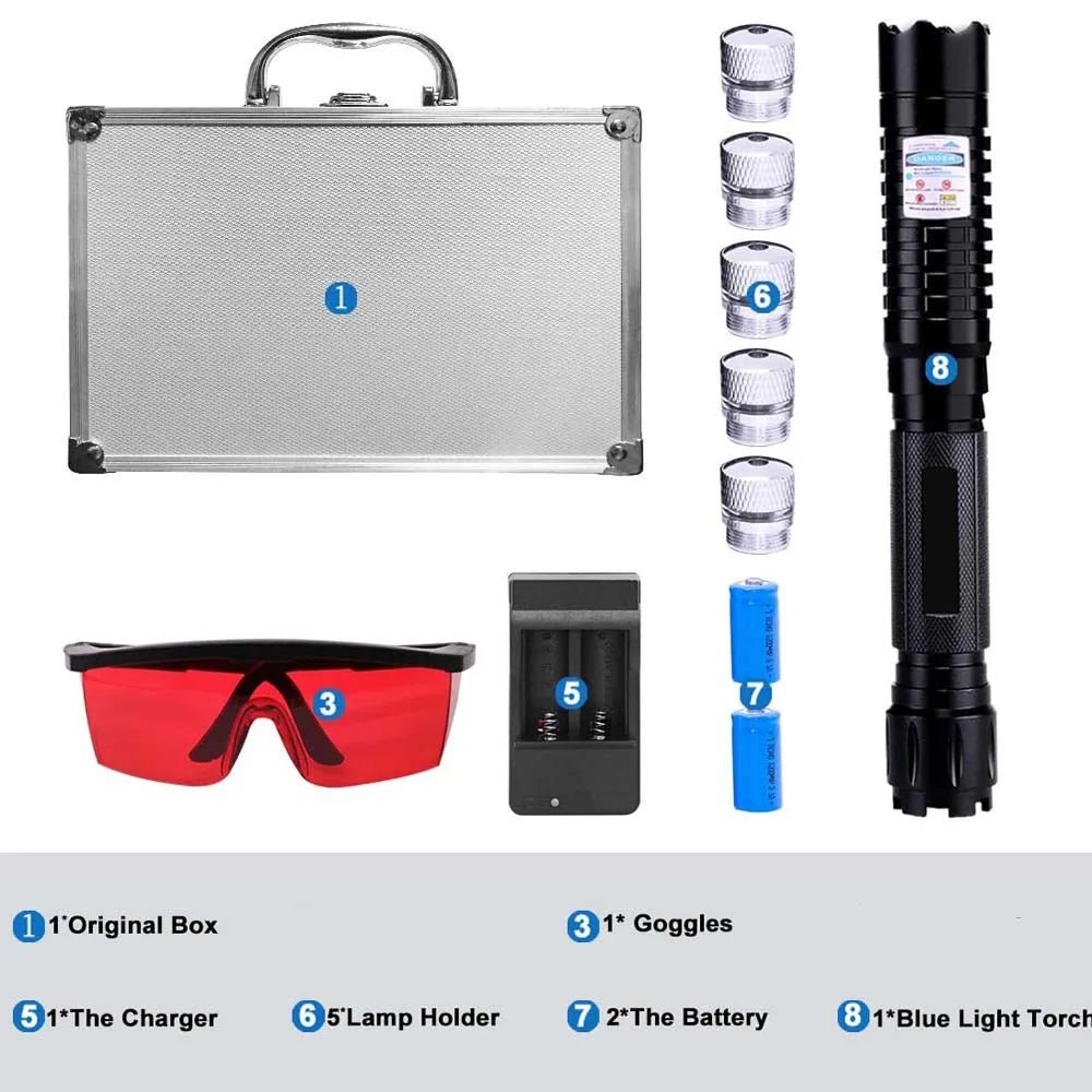 Burning Blue High - Power Tactical Laser Torch - Military Grade Flashlights - GiftMira