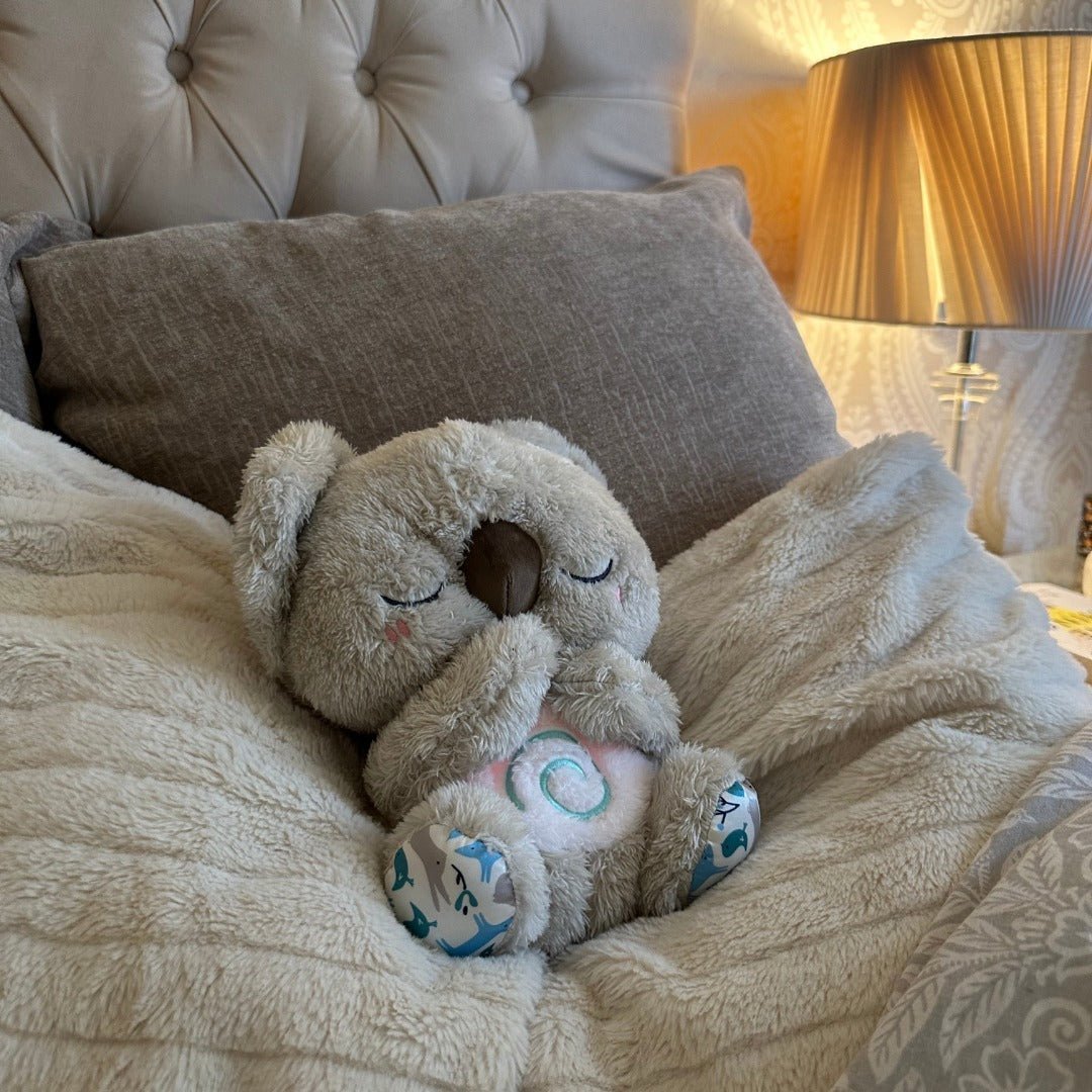 Calming Koala Breathing Toy – Plush with Music Lights Rhythmic Breathing Motion Gray - GiftMira