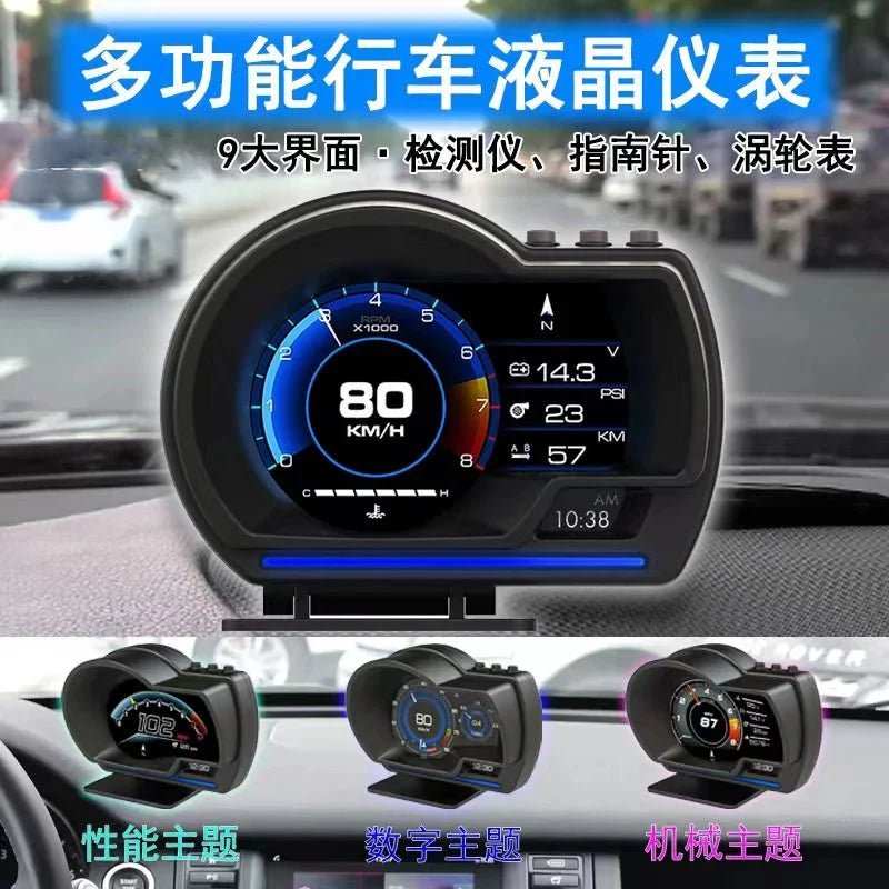 Car Head Up Display OBD2 Smart HUD Turbo Gauge RPM Speedometer Water Oil Temp Alarm - GiftMira
