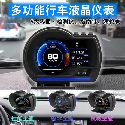 Car Head Up Display OBD2 Smart HUD Turbo Gauge RPM Speedometer Water Oil Temp Alarm - GiftMira
