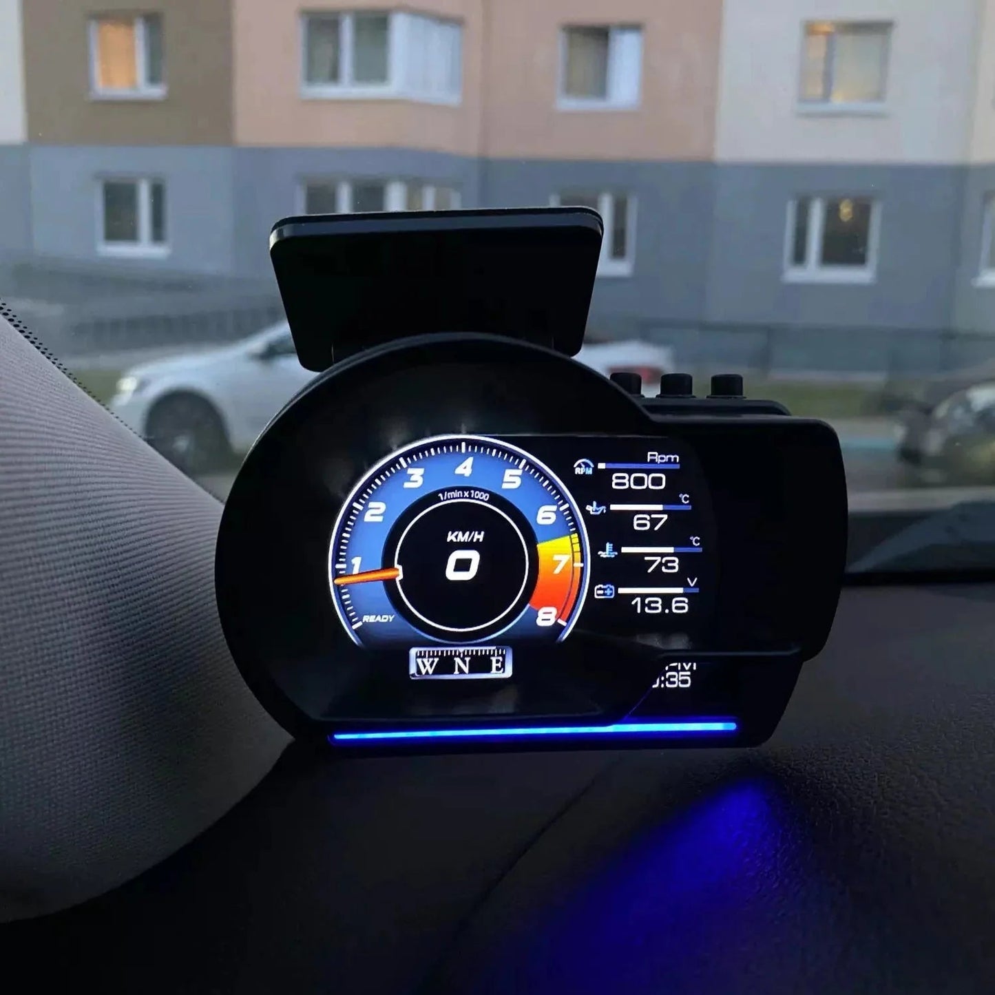 Car Head Up Display OBD2 Smart HUD Turbo Gauge RPM Speedometer Water Oil Temp Alarm - GiftMira