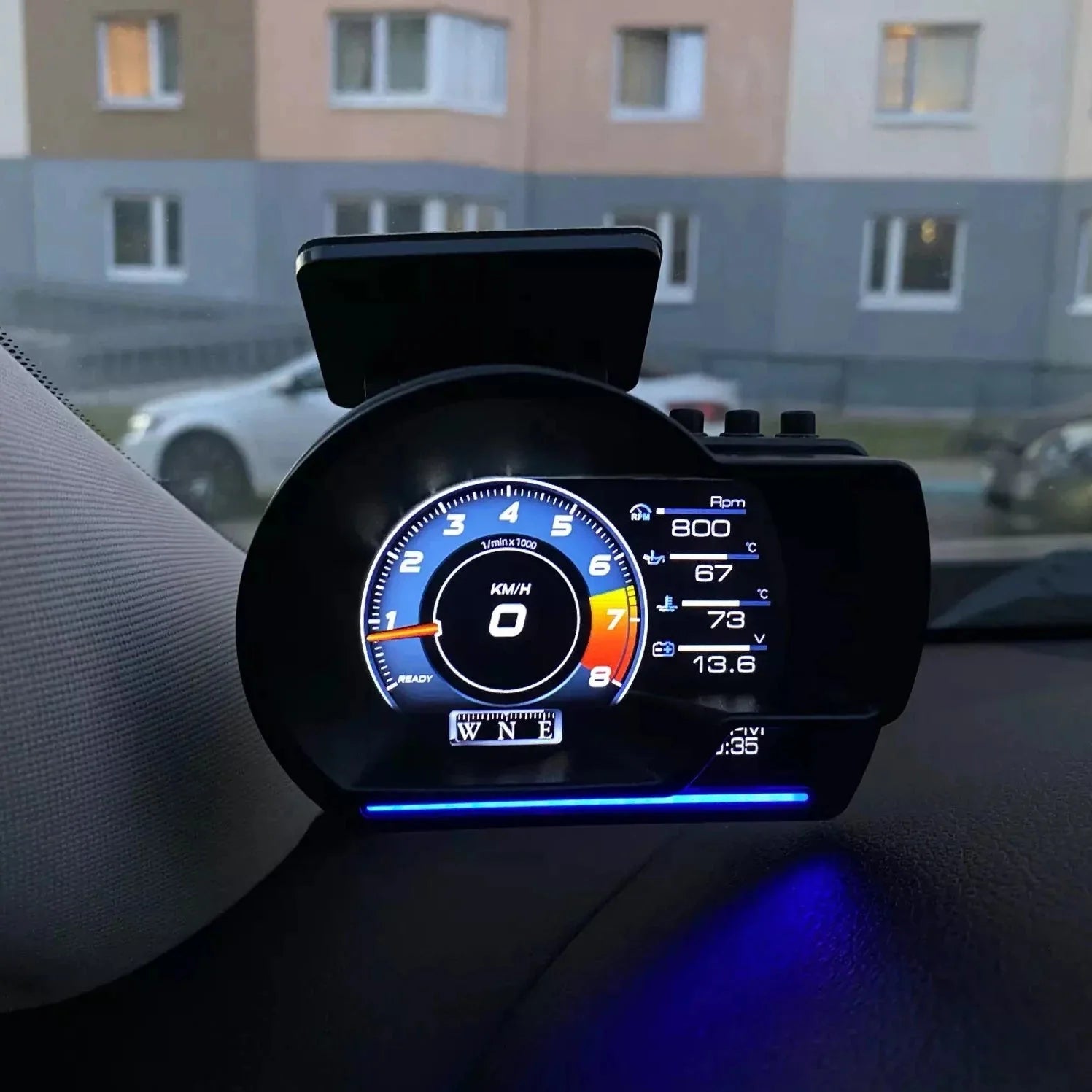 Car Head Up Display OBD2 Smart HUD Turbo Gauge RPM Speedometer Water Oil Temp Alarm - GiftMira