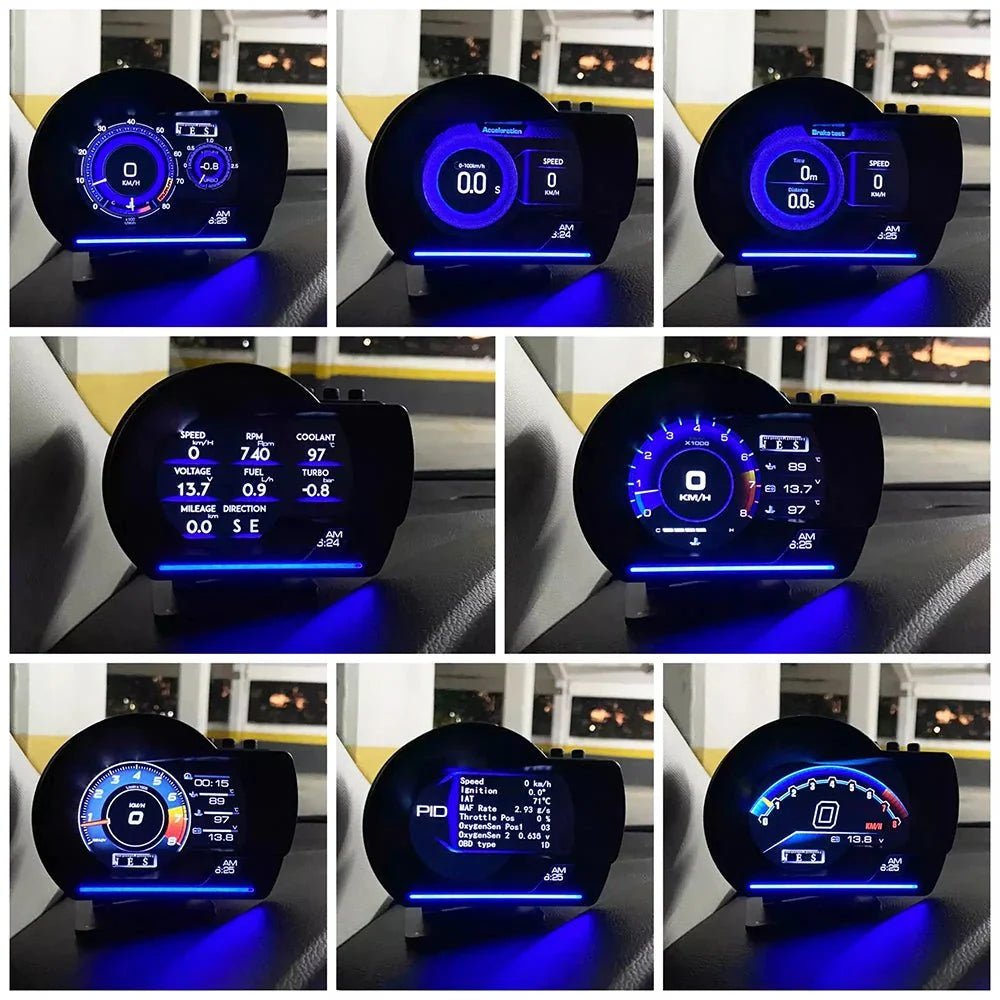 Car Head Up Display OBD2 Smart HUD Turbo Gauge RPM Speedometer Water Oil Temp Alarm - GiftMira