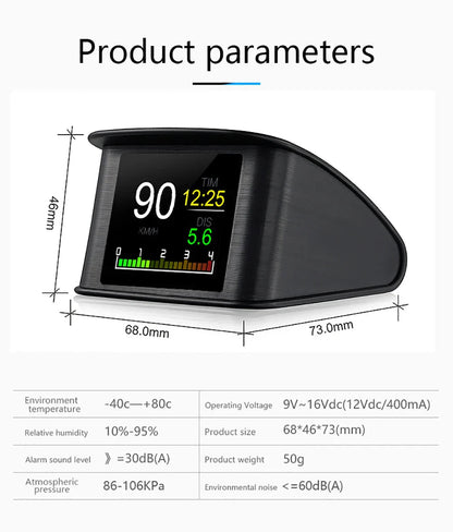 Car HUD Heads Up Display OBD2 GPS 5.5" Color Speedometer RPM Temperature Overspeed Alarm All Cars - GiftMira
