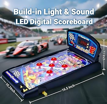 Castle Desktop Pinball Machine | LED Lights, Sounds & Digital Scoreboard Tabletop Arcade - GiftMira