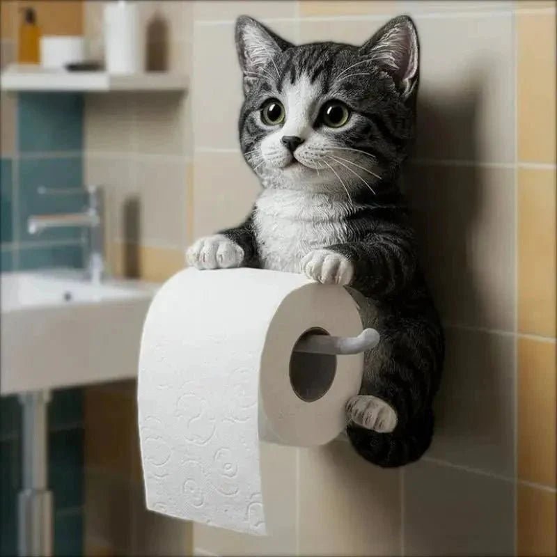 Cat Toilet Paper Holder: Cute Wall - Mounted Roll Rack for Dorm, Home & RV Restrooms - GiftMira