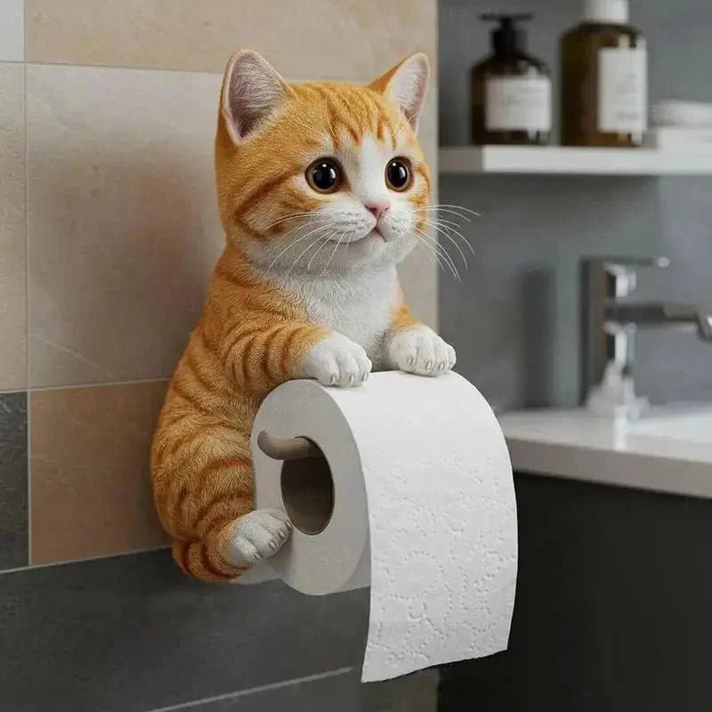 Cat Toilet Paper Holder: Cute Wall - Mounted Roll Rack for Dorm, Home & RV Restrooms - GiftMira