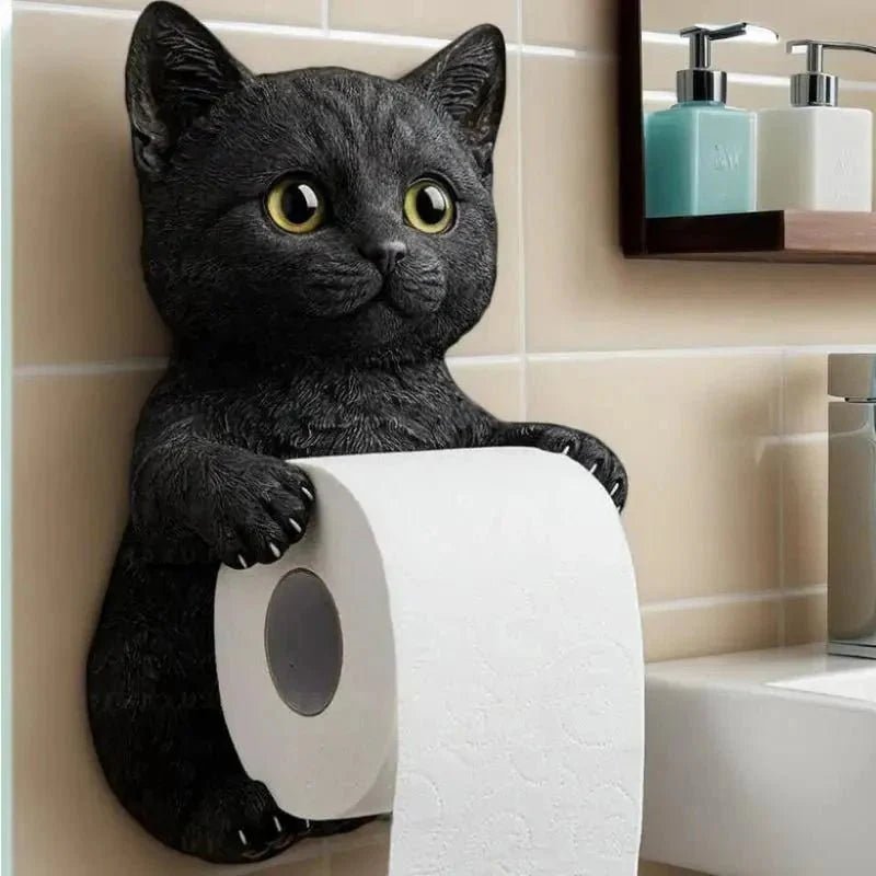 Cat Toilet Paper Holder: Cute Wall - Mounted Roll Rack for Dorm, Home & RV Restrooms - GiftMira