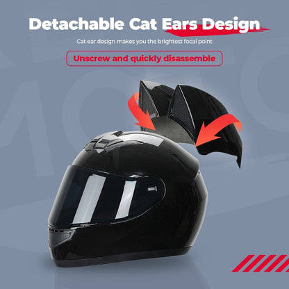 CatEars Detachable Cat - Ear Motorcycle Helmet DOT ECE Certified Limited Edition Full Face Anti - Fog - GiftMira