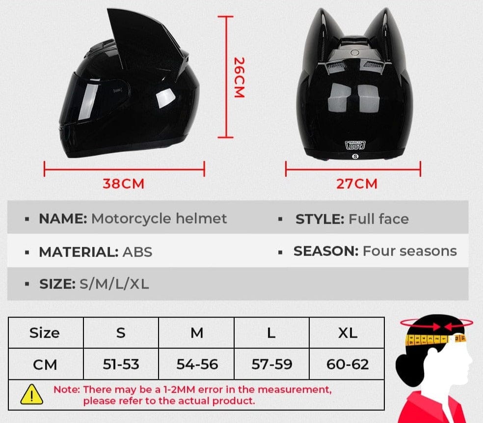 CatEars Detachable Cat - Ear Motorcycle Helmet DOT ECE Certified Limited Edition Full Face Anti - Fog - GiftMira