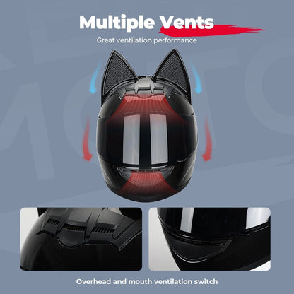 CatEars Detachable Cat - Ear Motorcycle Helmet DOT ECE Certified Limited Edition Full Face Anti - Fog - GiftMira