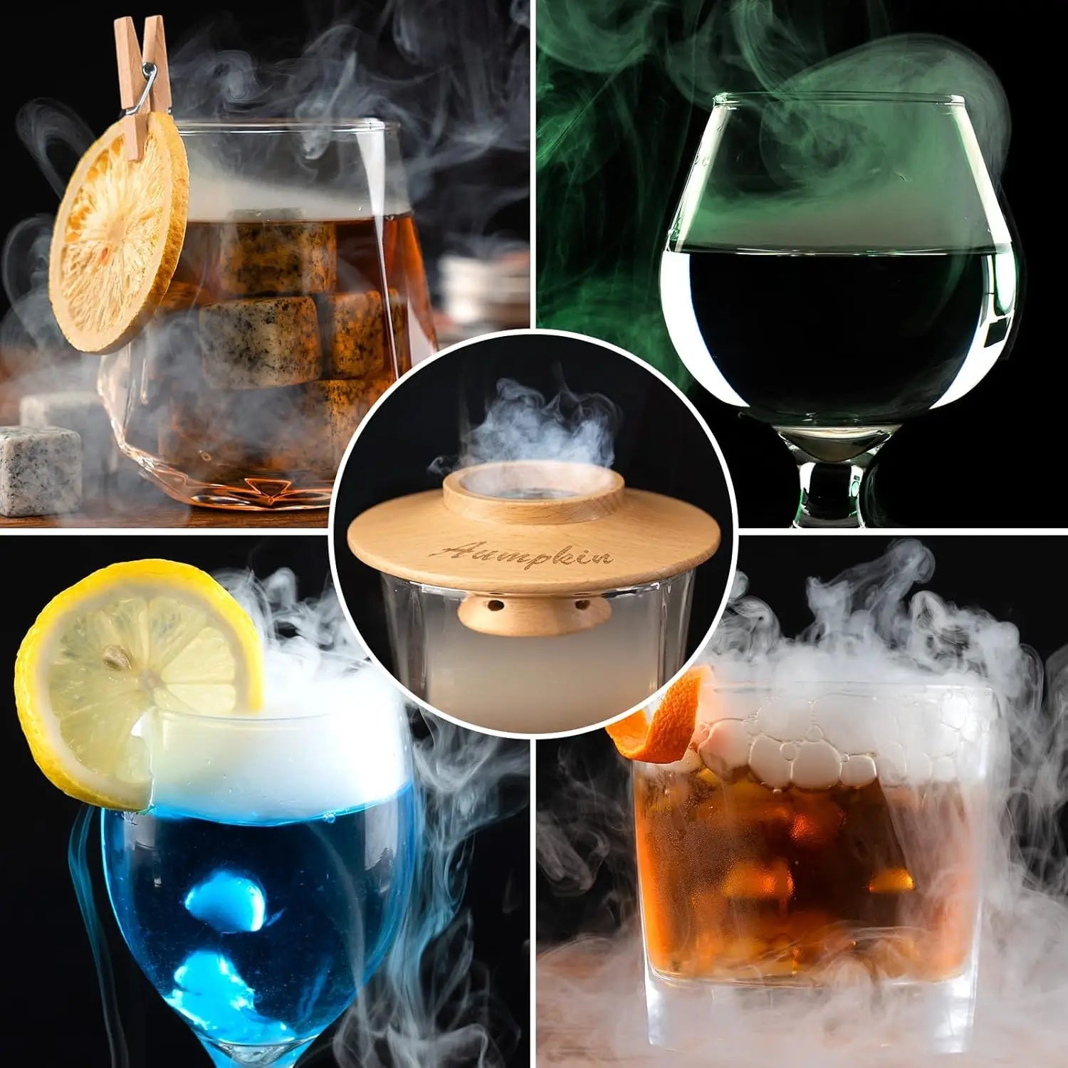 Cocktail Smoker Kit – Oak Smoke Top, Torch, 2 Glasses, 6 Wood Chips – Old Fashioned Gift for Him - GiftMira