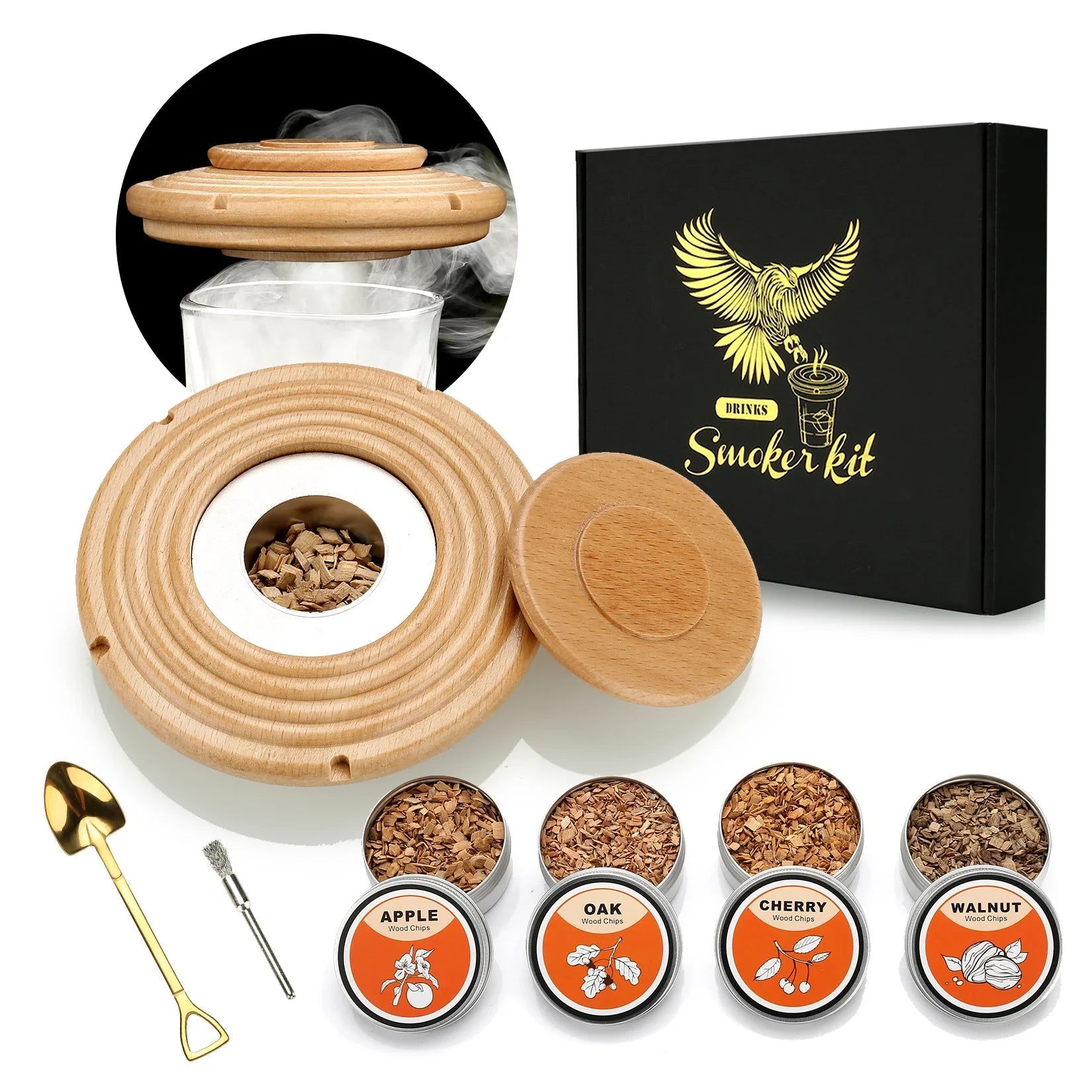 Cocktail Smoker Kit — Old Fashioned Whiskey Smoker Drinks Kit & Cocktail Accessories - GiftMira