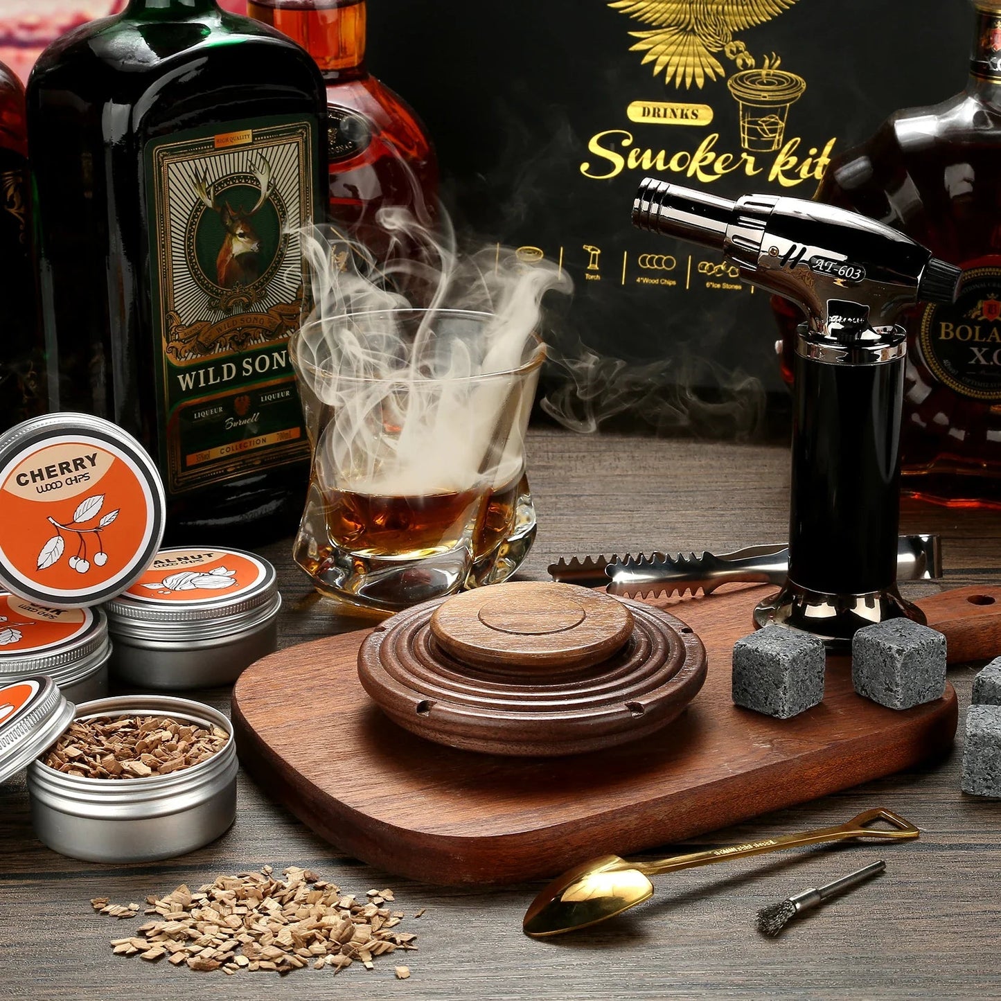 Cocktail Smoker Kit — Old Fashioned Whiskey Smoker Drinks Kit & Cocktail Accessories - GiftMira