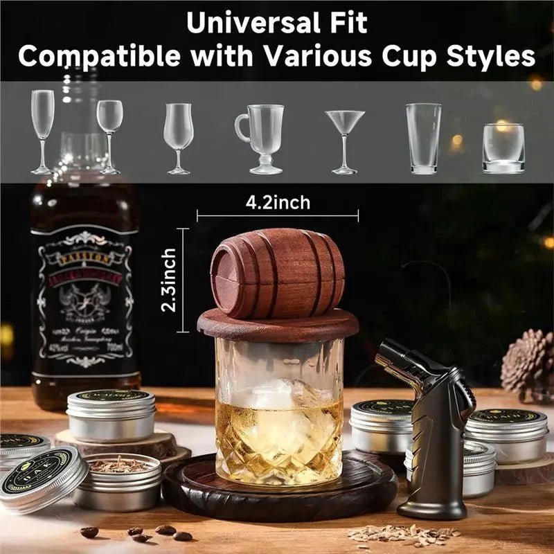 Cocktail Smoker Kit with Torch – Oak Smoke Top, 6 Wood Chip Flavors, Whiskey Bourbon Gift Set - GiftMira