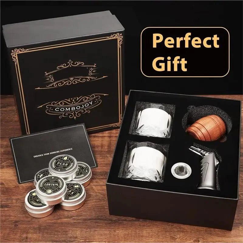 Cocktail Smoker Kit with Torch – Oak Smoke Top, 6 Wood Chip Flavors, Whiskey Bourbon Gift Set - GiftMira