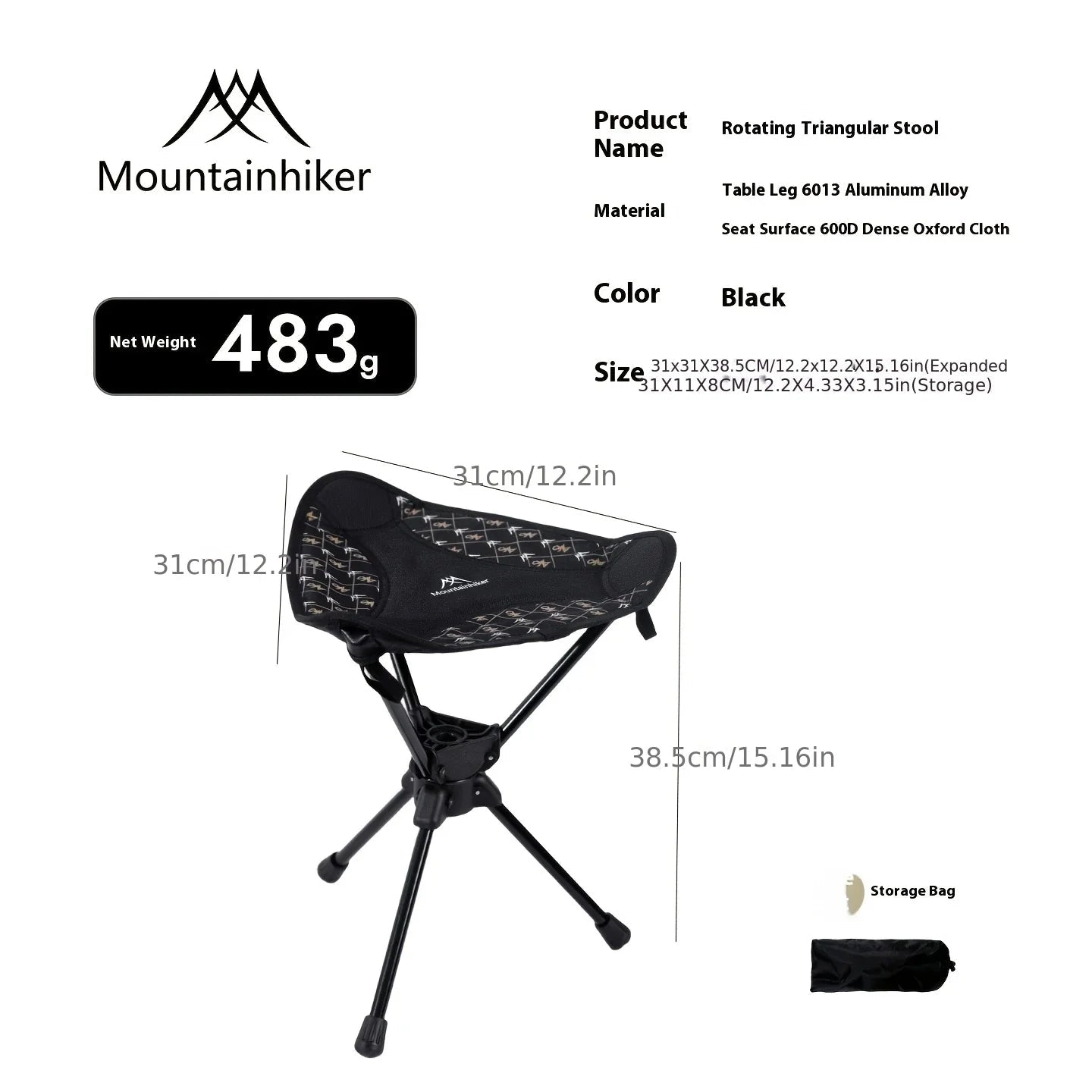 Compact Camping Chair Portable Folding Lightweight – Telescoping Seat Folds to Bottle Size 300lb - GiftMira