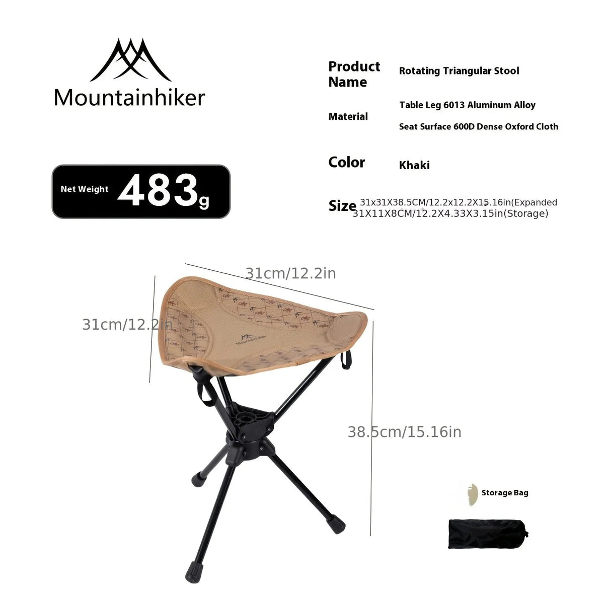Compact Camping Chair Portable Folding Lightweight – Telescoping Seat Folds to Bottle Size 300lb - GiftMira