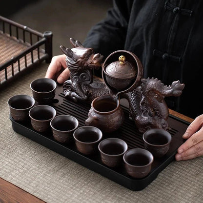 Creative Magnetic Rotating Water - Conducting, Semi - Automatic Dragon Tea Set - GiftMira