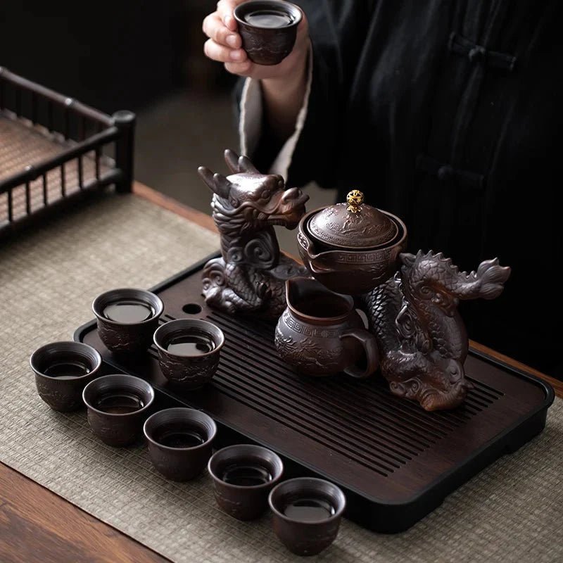 Creative Magnetic Rotating Water - Conducting, Semi - Automatic Dragon Tea Set - GiftMira