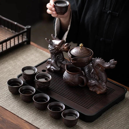 Creative Magnetic Rotating Water - Conducting, Semi - Automatic Dragon Tea Set - GiftMira