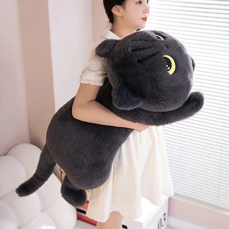 Cute Black Cat Plush Toy - Kawaii Cuddly Pillow Cushion - GiftMira