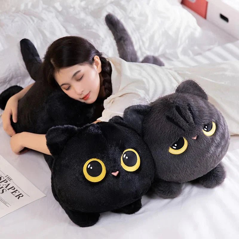 Cute Black Cat Plush Toy - Kawaii Cuddly Pillow Cushion - GiftMira