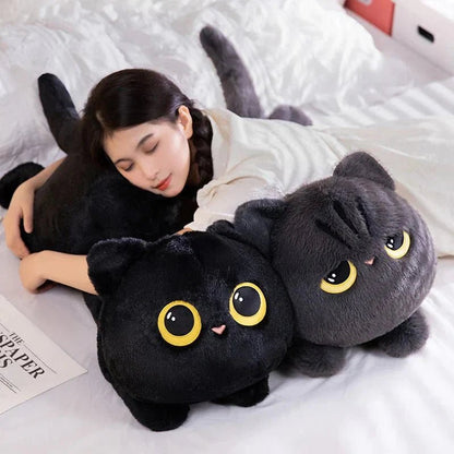 Cute Black Cat Plush Toy - Kawaii Cuddly Pillow Cushion - GiftMira