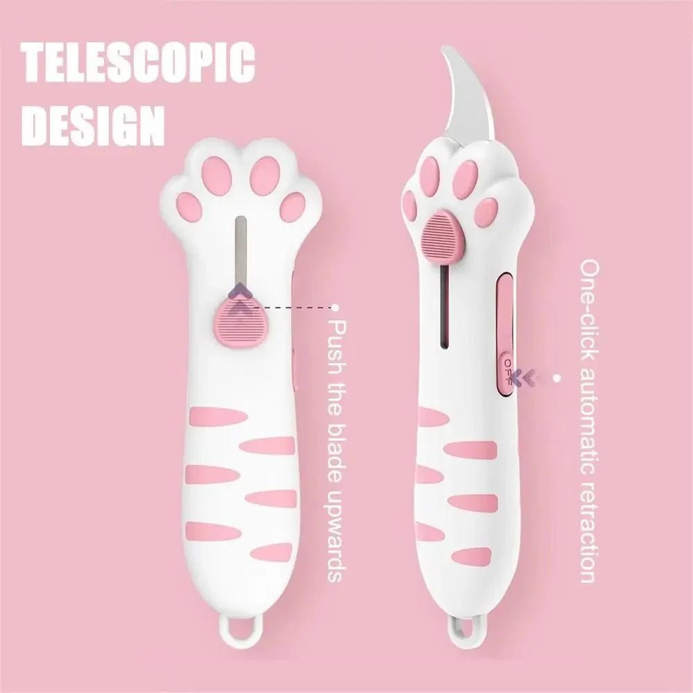 Cute Cat Paw Sharp Box Cutter: Mini Portable Cat Claw Utility Knife - GiftMira