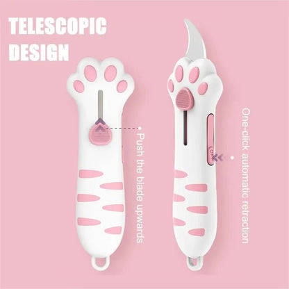 Cute Cat Paw Sharp Box Cutter: Mini Portable Cat Claw Utility Knife - GiftMira