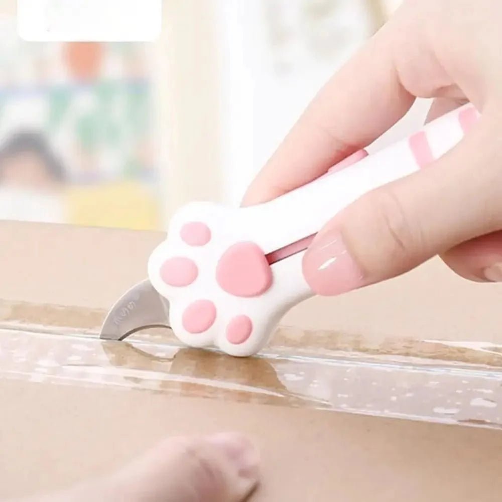 Cute Cat Paw Sharp Box Cutter: Mini Portable Cat Claw Utility Knife - GiftMira