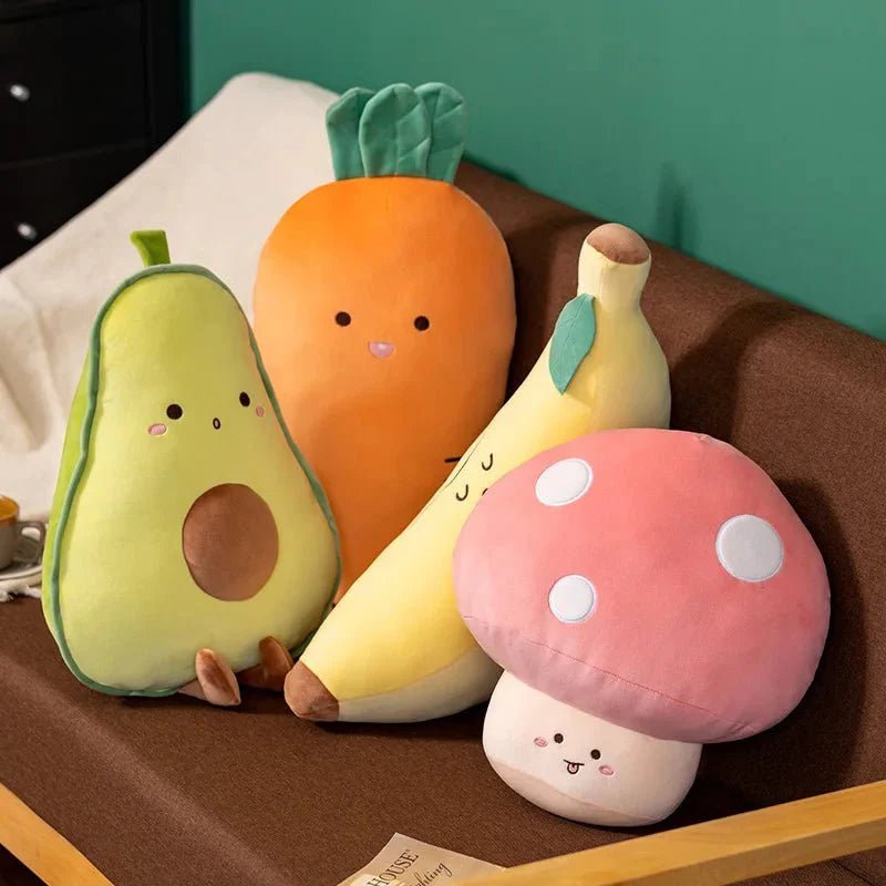 Cute Fruit & Veggie Kawai Plush Pillow – Soft & Adorable Stuffed Toy! - GiftMira