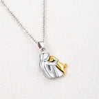 Cute Two - Tone Girl Hugging Dog Necklace | Handcrafted Pet Lover Pendant - GiftMira