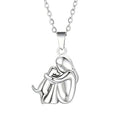 Cute Two - Tone Girl Hugging Dog Necklace | Handcrafted Pet Lover Pendant - GiftMira