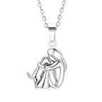 Cute Two - Tone Girl Hugging Dog Necklace | Handcrafted Pet Lover Pendant - GiftMira