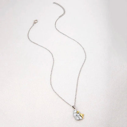 Cute Two - Tone Girl Hugging Dog Necklace | Handcrafted Pet Lover Pendant - GiftMira