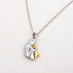 Cute Two - Tone Girl Hugging Dog Necklace | Handcrafted Pet Lover Pendant - GiftMira