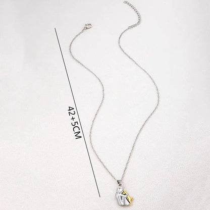 Cute Two - Tone Girl Hugging Dog Necklace | Handcrafted Pet Lover Pendant - GiftMira