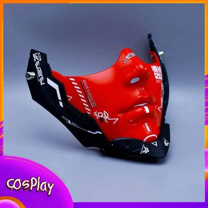 Cyberpunk Half Face Mechanical Mask – Red | Cosplay & Halloween Costume Prop - GiftMira