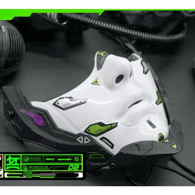 Cyberpunk Half Face Mechanical Mask – Red | Cosplay & Halloween Costume Prop - GiftMira